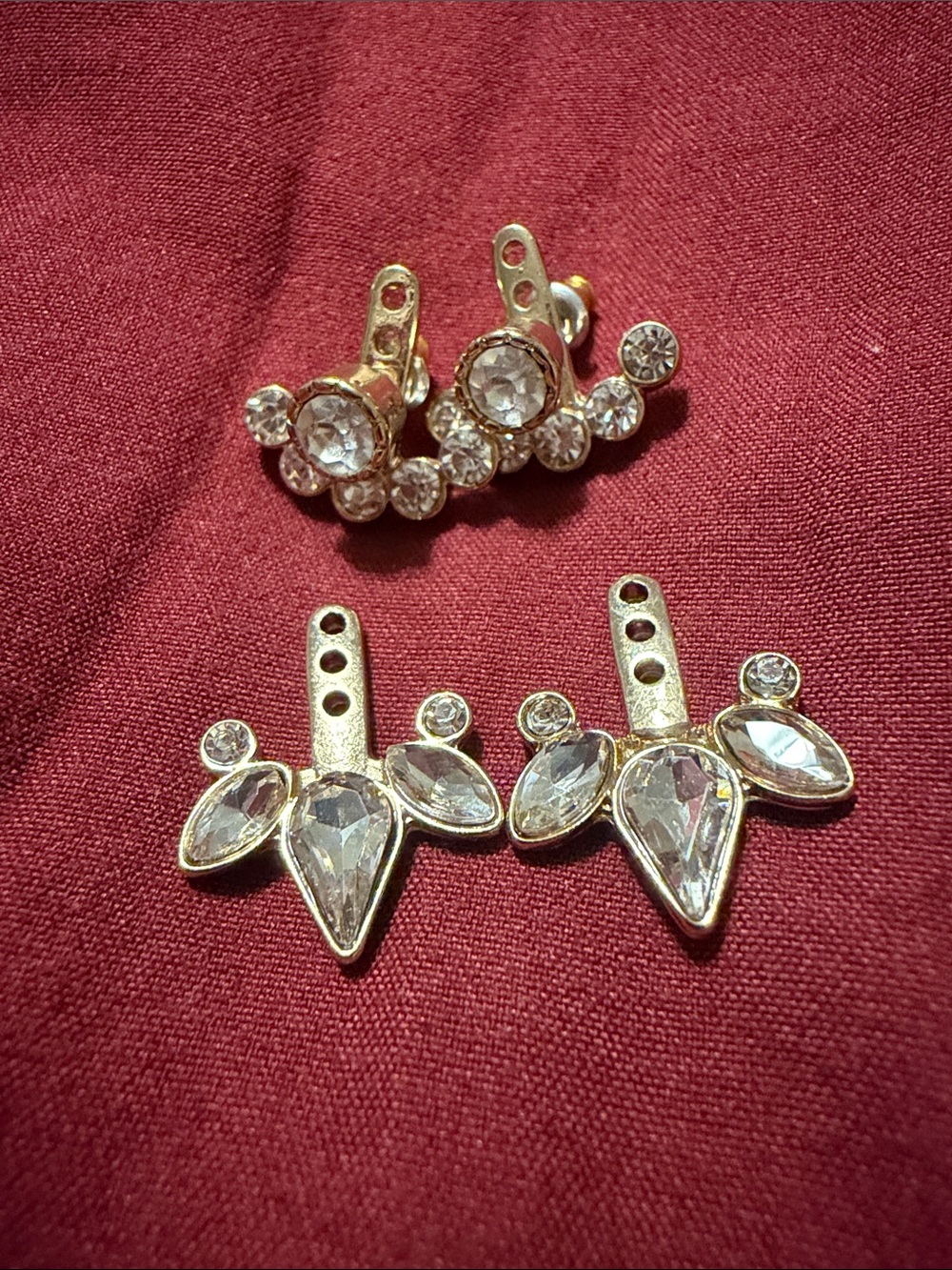 Gold-Tone Clear Crystal Ear Jacket Earrings - Women Jewelry